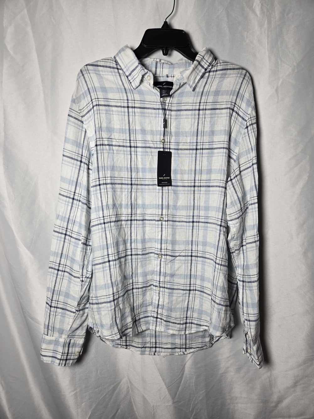 Daniel Hechter Light Blue and White Plaid Button-Down Shirt